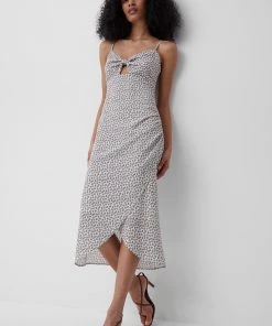 French Connection Aura Ditsy Verona Tie Midi Dress