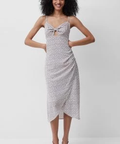 French Connection Aura Ditsy Verona Tie Midi Dress