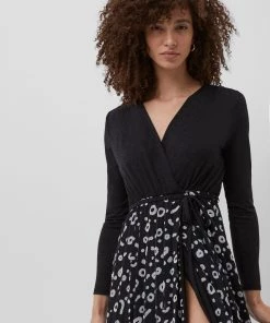 French Connection Doe Mix Jersey Wrap Midi Dress