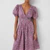 French Connection Flores Cotton V Neck Midi Dress Sale