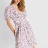 French Connection Flores Cotton V Neck Midi Dress Sale