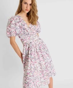 French Connection Flores Cotton V Neck Midi Dress Sale