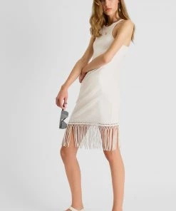 French Connection Sol Fringe Bodycon Halter Neck Dress