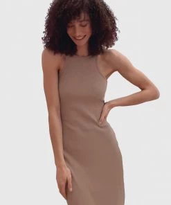 French Connection Rasha Ribbed Jersey Midi Dress 8 French Connection Rasha Ribbed Jersey Midi Dress