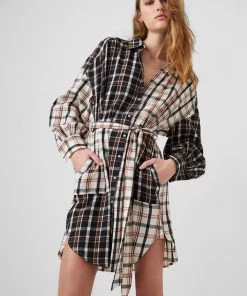French Connection Panita Organic Check Shirt Dress Sale