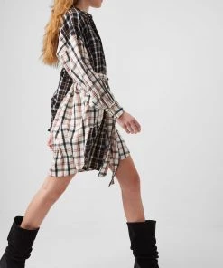 French Connection Panita Organic Check Shirt Dress Sale