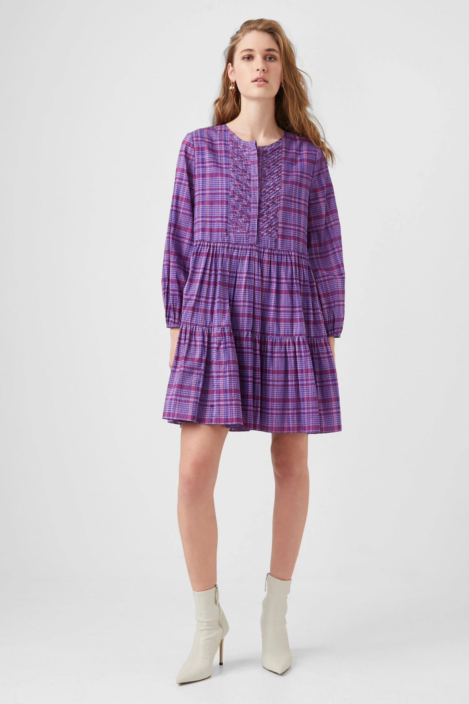 French Connection Avetta Organic Check Tiered Dress 3 French Connection Avetta Organic Check Tiered Dress