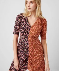 French Connection Sale Daisy Crush Mix Drape Dress