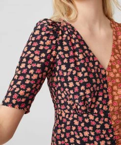 French Connection Sale Daisy Crush Mix Drape Dress