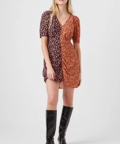 French Connection Sale Daisy Crush Mix Drape Dress