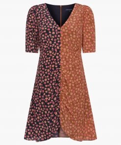 French Connection Sale Daisy Crush Mix Drape Dress