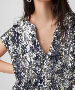 French Connection Bilaz Camo Sequin Dress