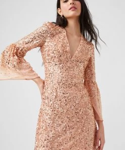 French Connection Cellienne Sequin Long Sleeve Dress Sale