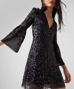 French Connection Cellienne Sequin Long Sleeve Dress