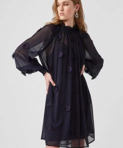 French Connection Aziza Lace High Neck Mini Dress Sale