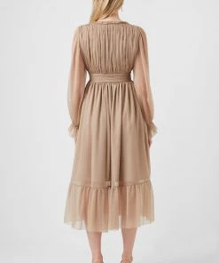 French Connection Alita Pleated Recycled V-Neck Midi Dress Sale