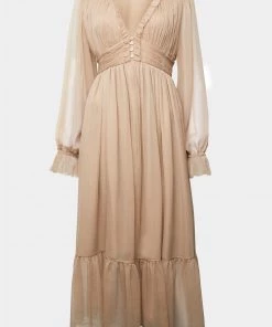 French Connection Alita Pleated Recycled V-Neck Midi Dress Sale