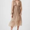 French Connection Alita Pleated Recycled V-Neck Midi Dress Sale