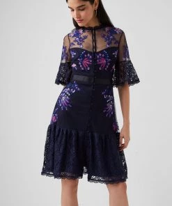 French Connection Bina Embroidered Mini Dress