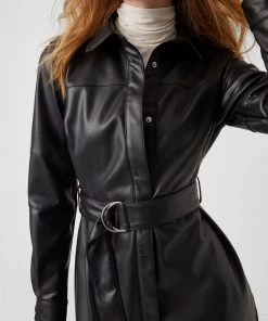 French Connection Patti Vegan Leather Mini Shirt Dress