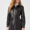 French Connection Patti Vegan Leather Mini Shirt Dress