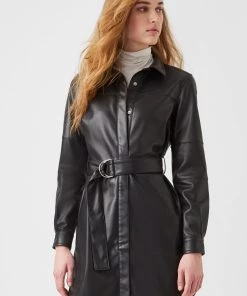 French Connection Patti Vegan Leather Mini Shirt Dress