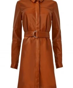 French Connection Patti Vegan Leather Mini Shirt Dress Sale