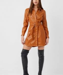 French Connection Patti Vegan Leather Mini Shirt Dress Sale
