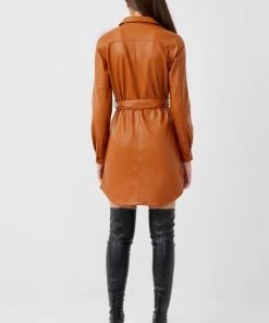 French Connection Patti Vegan Leather Mini Shirt Dress Sale