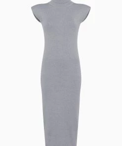 French Connection Sale Fitted Shoulder Pad Midi Dress