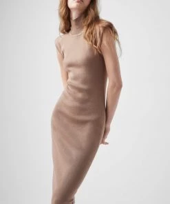 French Connection Fitted Shoulder Pad Midi Dress