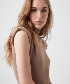 French Connection Fitted Shoulder Pad Midi Dress