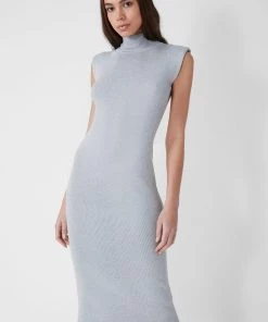French Connection Sale Fitted Shoulder Pad Midi Dress