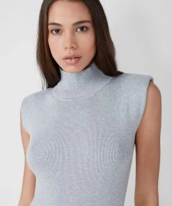 French Connection Sale Fitted Shoulder Pad Midi Dress