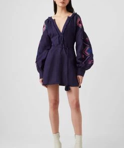 French Connection Last Chance To Buy Alotta Embroidered Linen Mini Dress