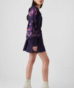 French Connection Last Chance To Buy Alotta Embroidered Linen Mini Dress