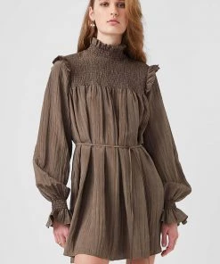 French Connection Boza Crinkle Smocked Mini Dress Sale