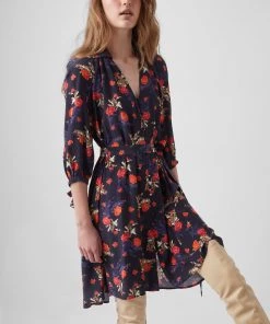 French Connection Ella Rose Drape Shirt Mini Dress
