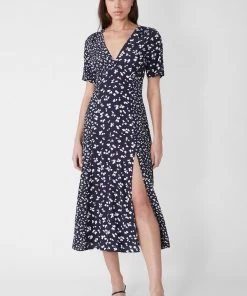 French Connection Sale Bonita Drape V-Neck Midi Dress 8 French Connection Sale Bonita Drape V-Neck Midi Dress