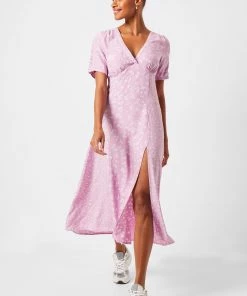 French Connection Bonita Drape V-Neck Midi Dress Last Chance To Buy