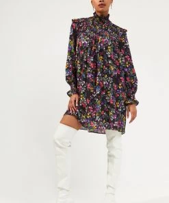 French Connection Alanna Crinkle Smocked Mini Dress