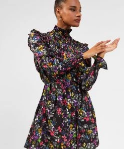 French Connection Alanna Crinkle Smocked Mini Dress