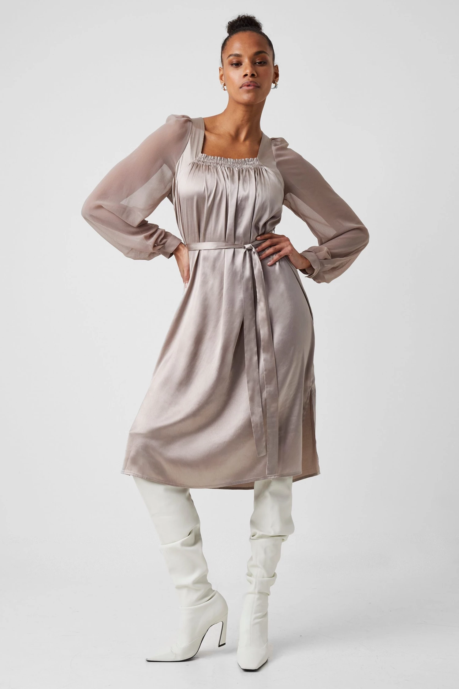 French Connection Camina Lure Dobbie Satin Dress 3 French Connection Camina Lure Dobbie Satin Dress