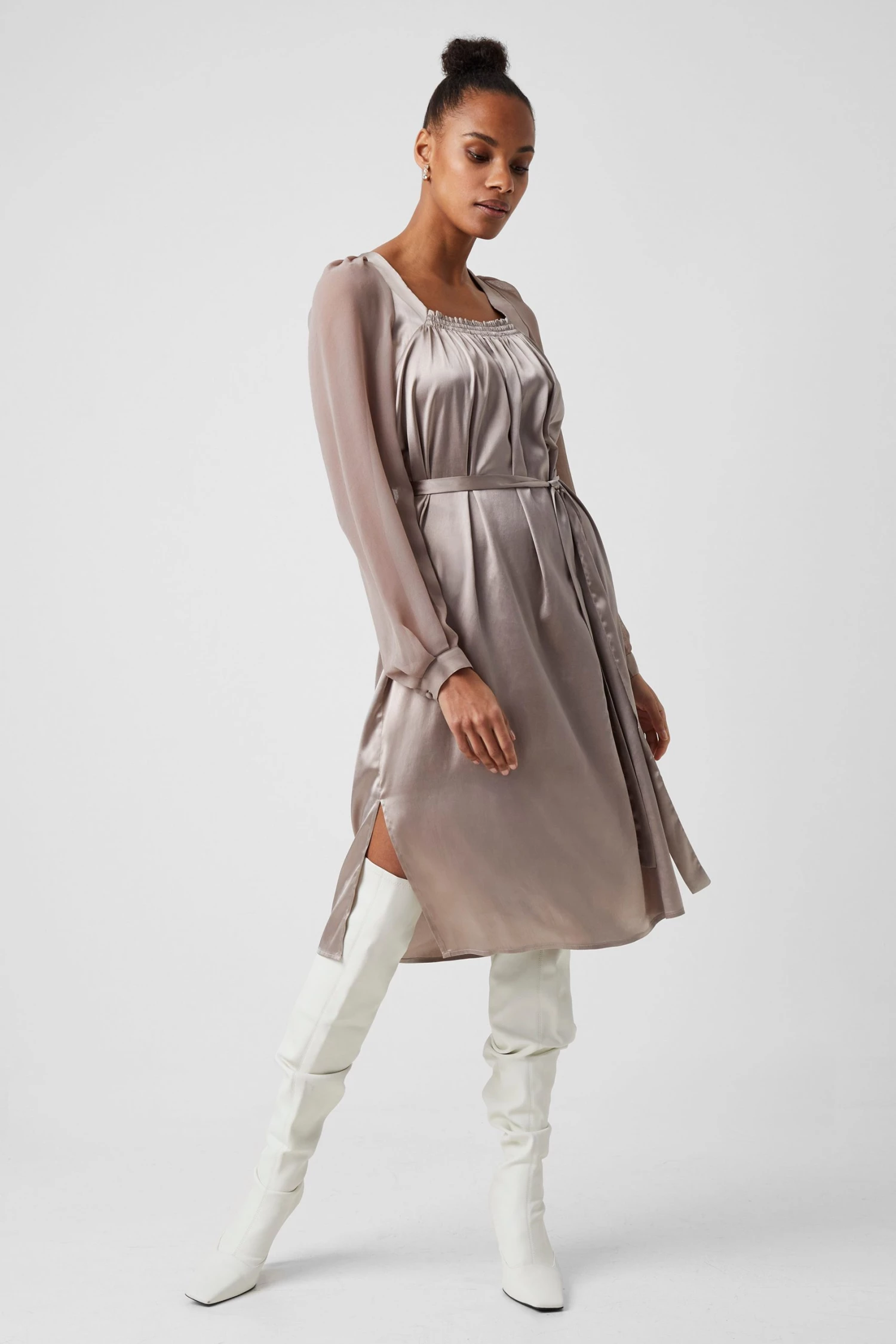 French Connection Camina Lure Dobbie Satin Dress 4 French Connection Camina Lure Dobbie Satin Dress