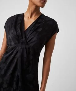 French Connection Sale Aime Satin Burnout Twist Dress