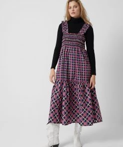 French Connection Aggie Check Tafita Smock Maxi Dress Sale 12 French Connection Aggie Check Tafita Smock Maxi Dress Sale