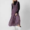 French Connection Aggie Check Tafita Smock Maxi Dress Sale