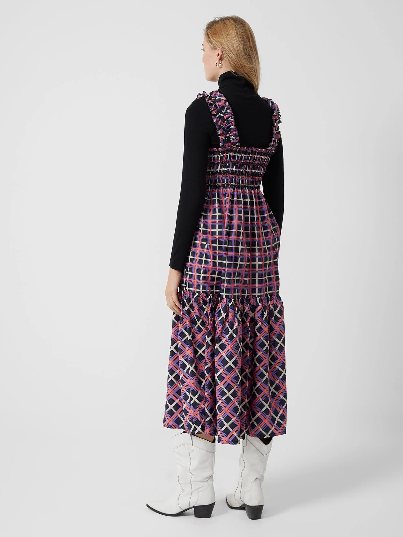 French Connection Aggie Check Tafita Smock Maxi Dress Sale 8 French Connection Aggie Check Tafita Smock Maxi Dress Sale