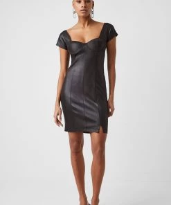 French Connection Tomi Leather-Look Jersey Mini Dress Sale