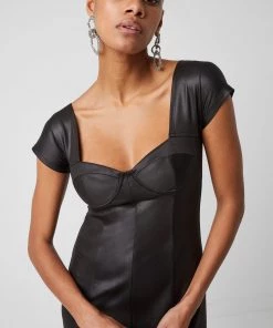 French Connection Tomi Leather-Look Jersey Mini Dress Sale